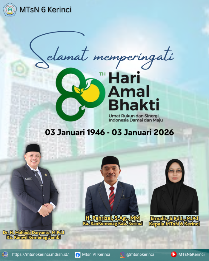 Ajak Wujudkan Kebersamaan, Kepala Madrasah Undang PTK MTsN 6 Kerinci Hadiri Puncak Perayaan HAB ke-80