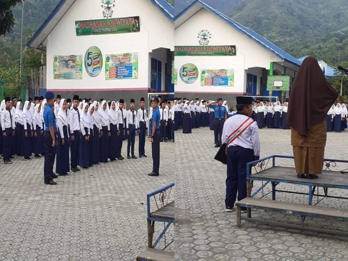 Bangga, Siswa SPAN Padang Bertindak Sebagai Komandan Dan Pemimpin Upacara Di MTsN 6 Kerinci