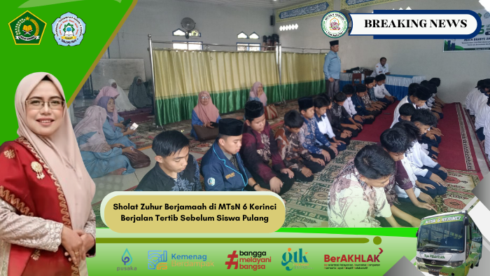 Sholat Zuhur Berjamaah di MTsN 6 Kerinci Berjalan Tertib Sebelum Siswa Pulang
