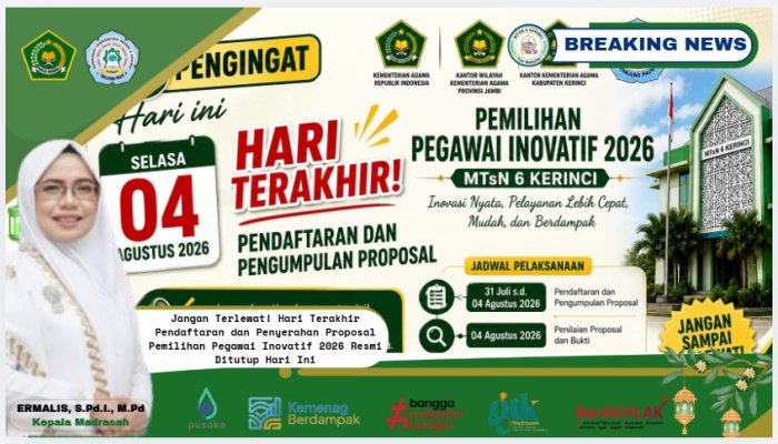 Jangan Terlewat!Hari Terakhir Pendaftaran dan Penyerahan Proposal Pemilihan Pegawai Inovatif 2026 Resmi Ditutup Hari Ini Jangan Terlewat!Hari Terakhir Pendaftaran dan Penyerahan Proposal Pemilihan Pegawai Inovatif 2026 Resmi Ditutup Hari Ini