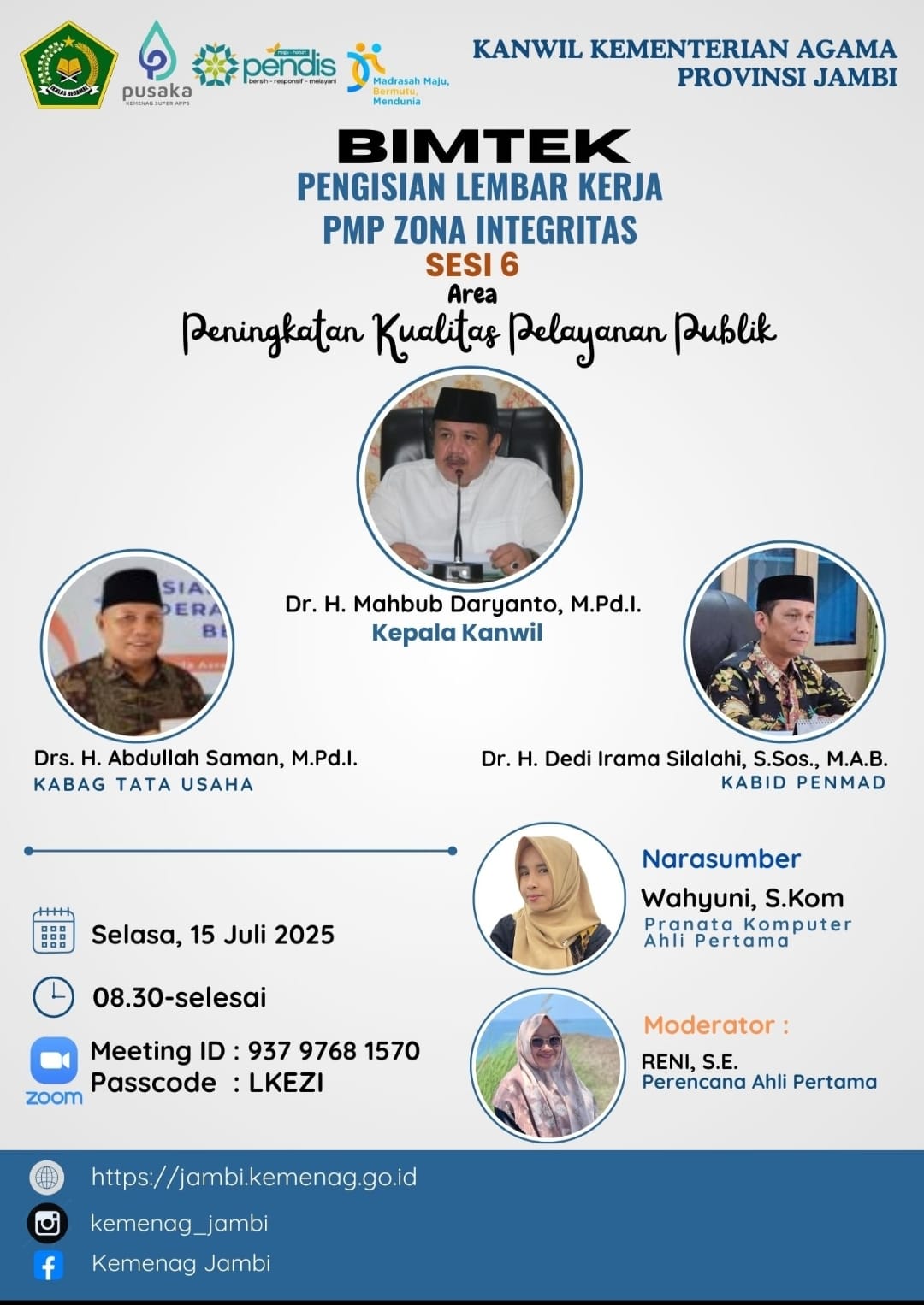 Bimtek PMPZI Area 6: MTsN 6 Kerinci Ikuti Pelatihan Peningkatan Kualitas Pelayanan Publik Bersama Kanwil Kemenag Provinsi Jambi Bimtek PMPZI Area 6: MTsN 6 Kerinci Ikuti Pelatihan Peningkatan Kualitas Pelayanan Publik Bersama Kanwil Kemenag Provinsi Jambi