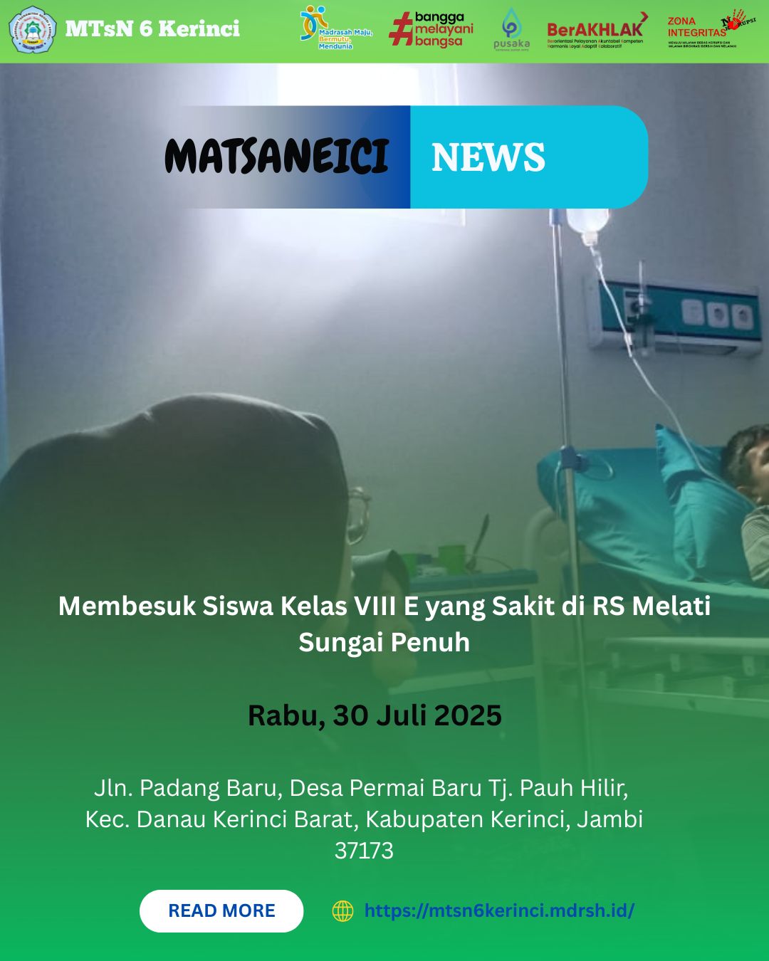Membesuk Siswa Kelas VIII E yang Sakit di RS Melati Sungai Penuh Membesuk Siswa Kelas VIII E yang Sakit di RS Melati Sungai Penuh