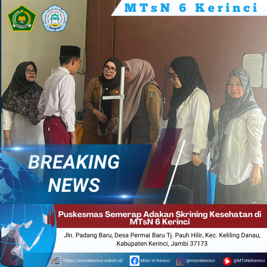 Puskesmas Semerap Adakan Skrining Kesehatan di MTsN 6 Kerinci Puskesmas Semerap Adakan Skrining Kesehatan di MTsN 6 Kerinci