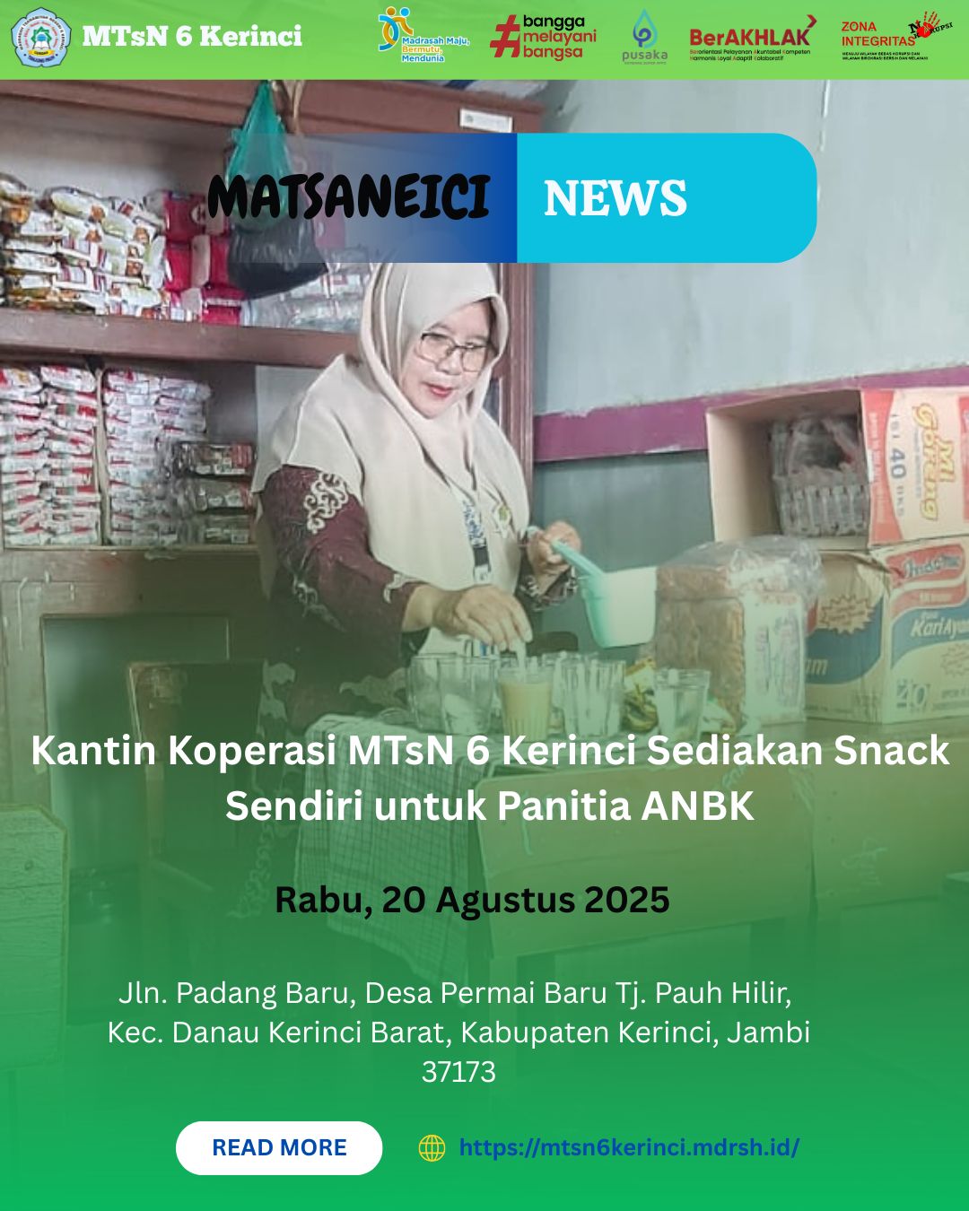 Kantin Koperasi MTsN 6 Kerinci Sediakan Snack Sendiri untuk Panitia ANBK