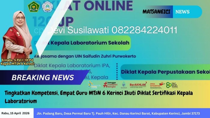 Tingkatkan Kompetensi, Empat Guru MTsN 6 Kerinci Ikuti Diklat Sertifikasi Kepala Laboratorium Tingkatkan Kompetensi, Empat Guru MTsN 6 Kerinci Ikuti Diklat Sertifikasi Kepala Laboratorium