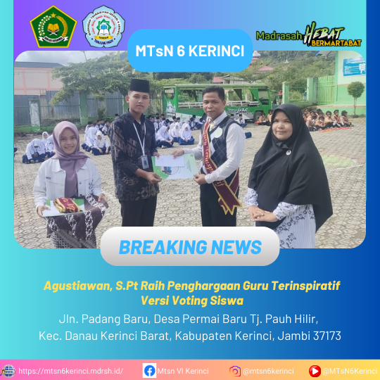 Agustiawan, S.Pt Raih Penghargaan Guru Terinspiratif Versi Voting Siswa Agustiawan, S.Pt Raih Penghargaan Guru Terinspiratif Versi Voting Siswa