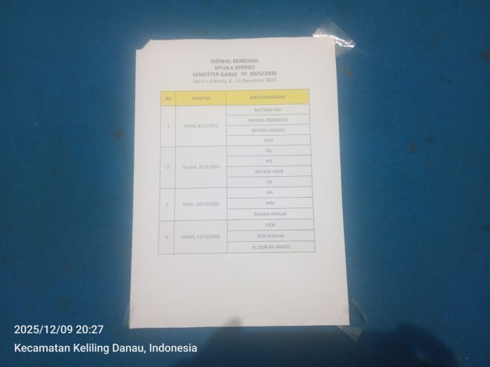 Hari Kedua Remedial MTsN 6 Kerinci Berjalan Lancar, Siswa Ikuti Evaluasi dengan Penuh Kesungguhan Hari Kedua Remedial MTsN 6 Kerinci Berjalan Lancar, Siswa Ikuti Evaluasi dengan Penuh Kesungguhan