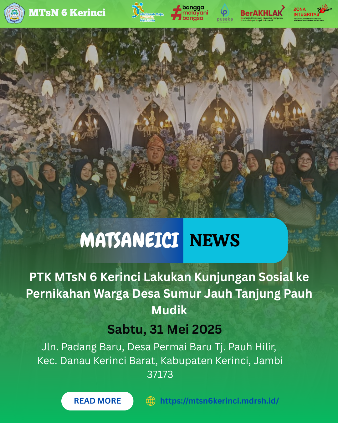 PTK MTsN 6 Kerinci Lakukan Kunjungan Sosial ke Pernikahan Warga Desa Sumur Jauh Tanjung Pauh Mudik
