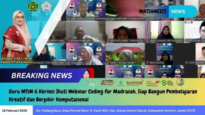 Guru MTsN 6 Kerinci Ikuti Webinar Coding for Madrasah, Siap Bangun Pembelajaran Kreatif dan Berpikir Komputasional