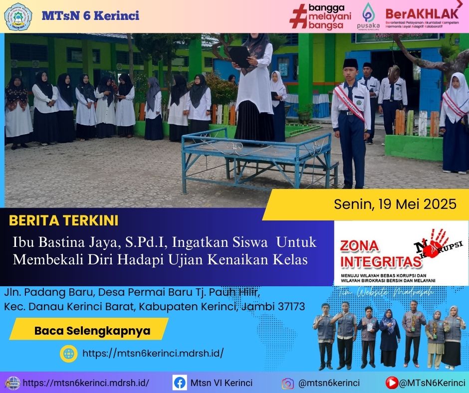 Ibu Bastina Jaya, S.Pd.I Ingatkan Siswa Untuk Membekali Diri Hadapi Ujian Kenaikan Kelas Ibu Bastina Jaya, S.Pd.I Ingatkan Siswa Untuk Membekali Diri Hadapi Ujian Kenaikan Kelas