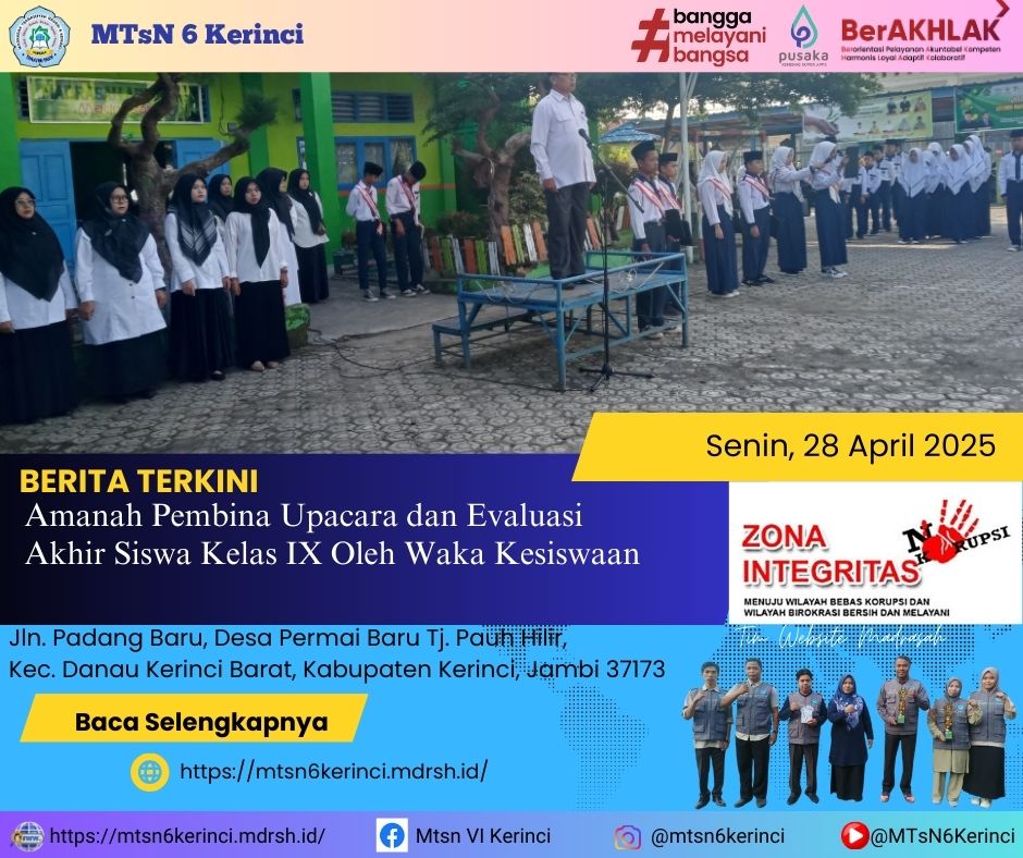 Amanah Pembina Upacara dan Evaluasi Akhir Siswa Kelas IX Oleh Waka Kesiswaan Amanah Pembina Upacara dan Evaluasi Akhir Siswa Kelas IX Oleh Waka Kesiswaan