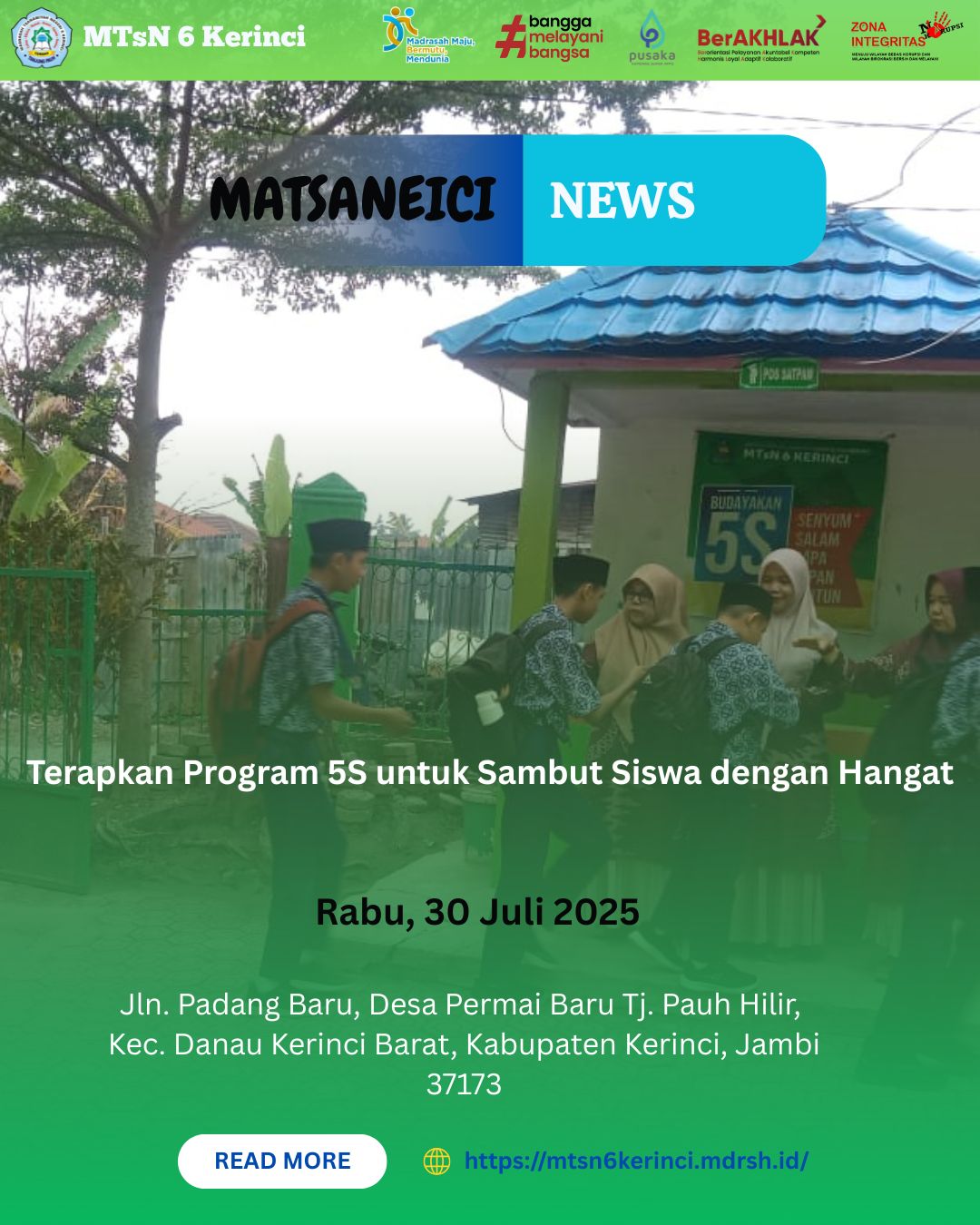 Terapkan Program 5S untuk Sambut Siswa dengan Hangat Terapkan Program 5S untuk Sambut Siswa dengan Hangat