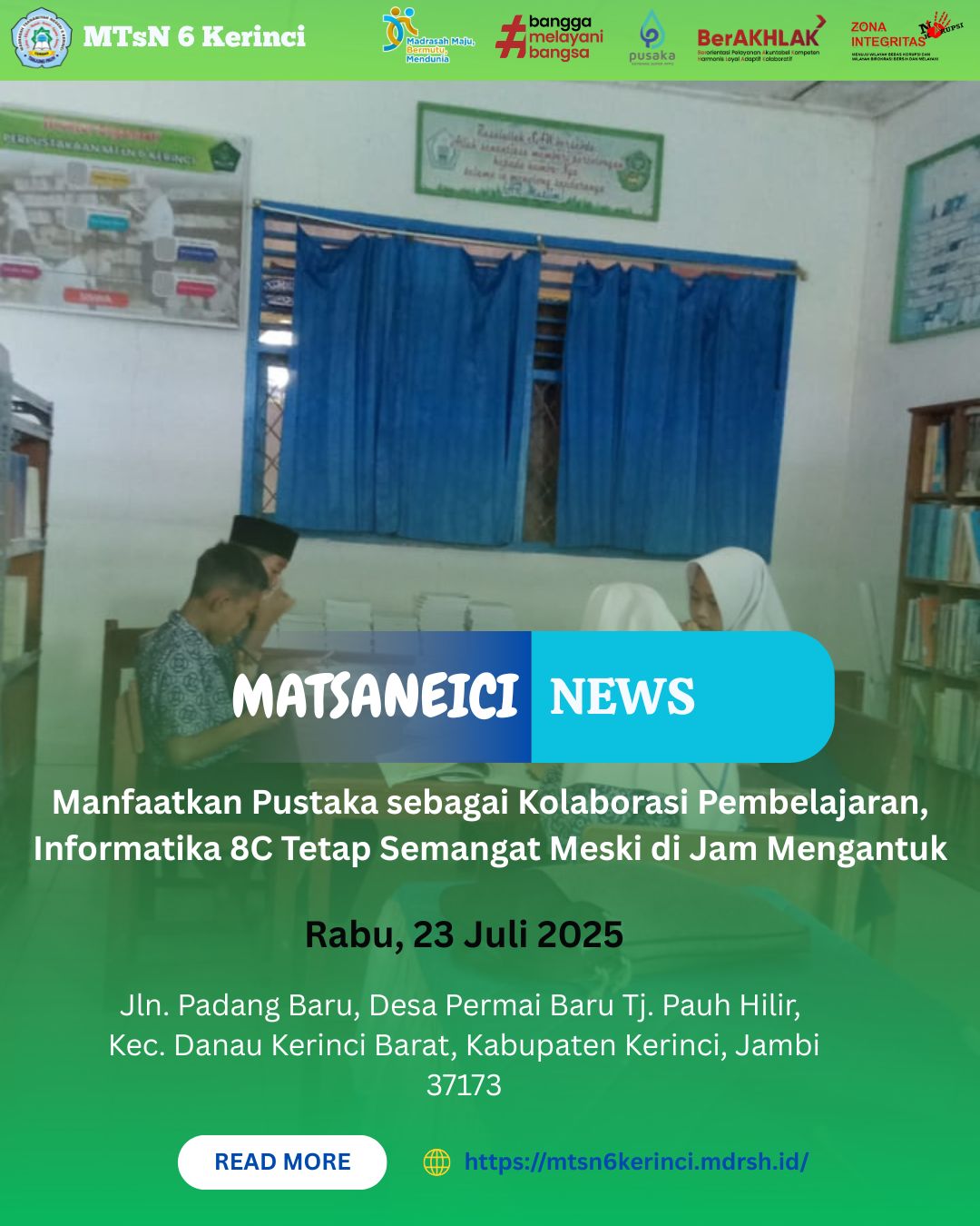 Manfaatkan Pustaka sebagai Kolaborasi Pembelajaran, Informatika 8C Tetap Semangat Meski di Jam Mengantuk Manfaatkan Pustaka sebagai Kolaborasi Pembelajaran, Informatika 8C Tetap Semangat Meski di Jam Mengantuk