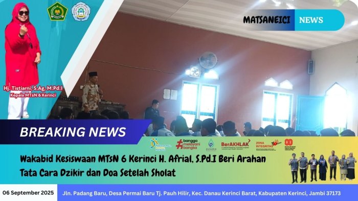 Wakabid Kesiswaan MTsN 6 Kerinci Bimbing Dzikir dan Doa Wakabid Kesiswaan MTsN 6 Kerinci Bimbing Dzikir dan Doa