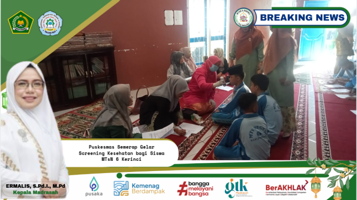 Puskesmas Semerap Gelar Screening Kesehatan bagi Siswa MTsN 6 Kerinci Puskesmas Semerap Gelar Screening Kesehatan bagi Siswa MTsN 6 Kerinci
