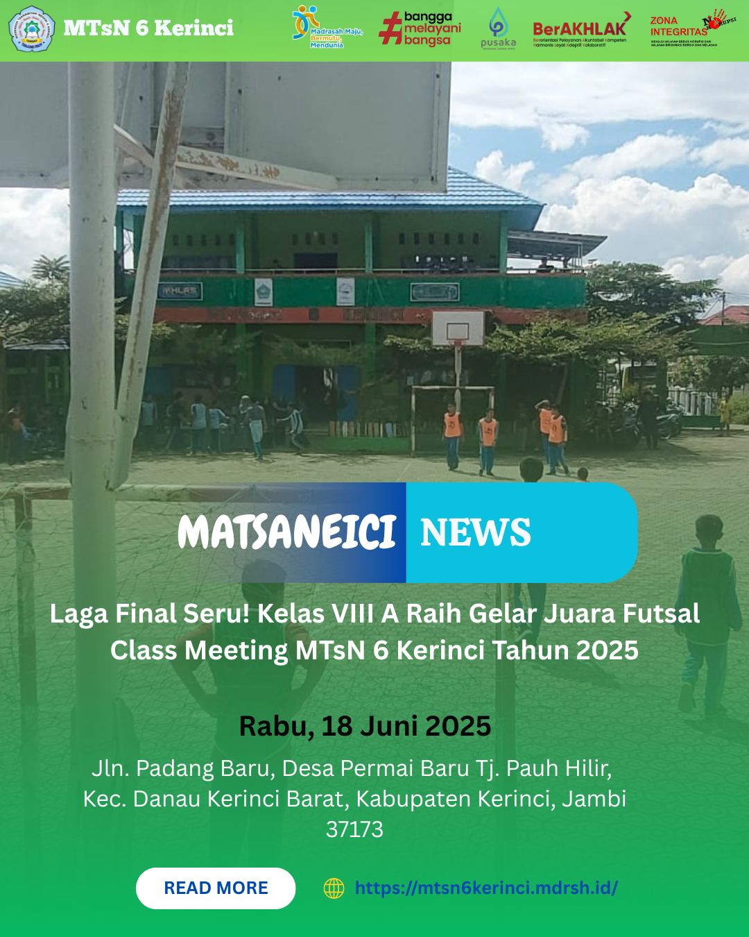 Laga Final Seru! Kelas VIII A Raih Gelar Juara Futsal Class Meeting MTsN 6 Kerinci Tahun 2025 Laga Final Seru! Kelas VIII A Raih Gelar Juara Futsal Class Meeting MTsN 6 Kerinci Tahun 2025