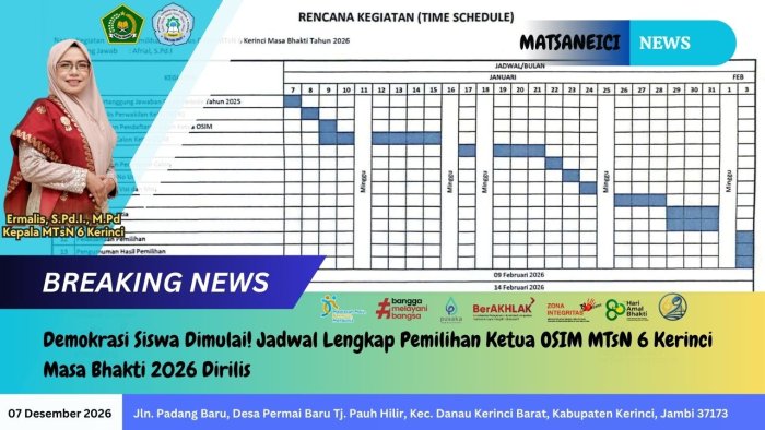 Demokrasi Siswa Dimulai! Jadwal Lengkap Pemilihan Ketua OSIM MTsN 6 Kerinci Masa Bhakti 2026 Dirilis