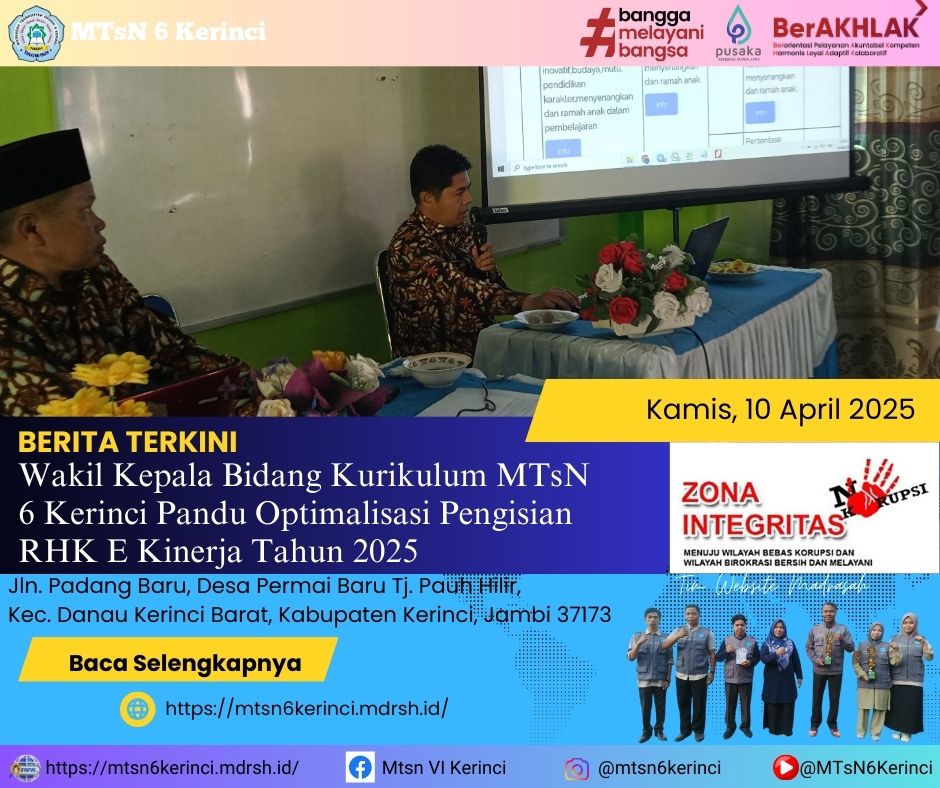 Wakil Kepala Bidang Kurikulum MTsN 6 Kerinci Pandu Optimalisasi Pengisian RHK E Kinerja Tahun 2025 Wakil Kepala Bidang Kurikulum MTsN 6 Kerinci Pandu Optimalisasi Pengisian RHK E Kinerja Tahun 2025