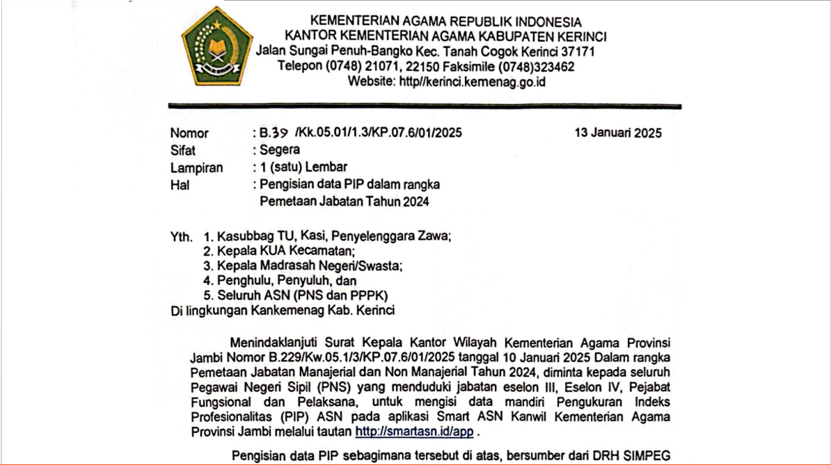 Pengisian Data PIP dalam Rangka Pemetaan Jabatan Tahun 2024 Pengisian Data PIP dalam Rangka Pemetaan Jabatan Tahun 2024