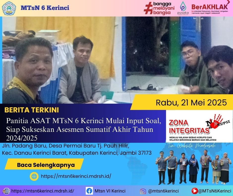 Panitia ASAT MTsN 6 Kerinci Mulai Input Soal, Siap Sukseskan Asesmen Akhir Tahun 2025