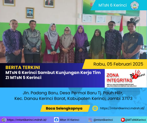 MTsN 6 Kerinci Sambut Kunjungan Kerja Tim ZI MTsN 5 Kerinci MTsN 6 Kerinci Sambut Kunjungan Kerja Tim ZI MTsN 5 Kerinci