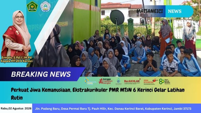 Perkuat Jiwa Kemanusiaan, Ekstrakurikuler PMR MTsN 6 Kerinci Gelar Latihan Rutin Perkuat Jiwa Kemanusiaan, Ekstrakurikuler PMR MTsN 6 Kerinci Gelar Latihan Rutin