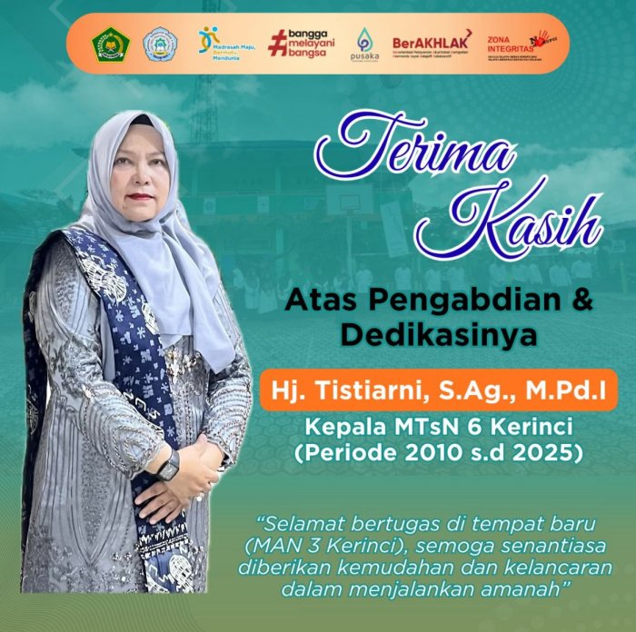 Kepala MTsN 6 Kerinci Resmi Dilantik Menjadi Kepala MAN 3 Kerinci, Air Mata Perpisahan Iringi Langkah Baru