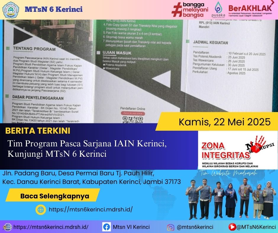 Tim Program Pasca Sarjana IAIN Kerinci Kunjungi MTsN 6 Kerinci Tim Program Pasca Sarjana IAIN Kerinci Kunjungi MTsN 6 Kerinci