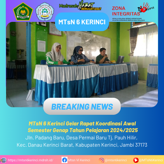 MTsN 6 Kerinci Gelar Rapat Koordinasi Awal Semester Genap Tahun Pelajaran 2024/2025 MTsN 6 Kerinci Gelar Rapat Koordinasi Awal Semester Genap Tahun Pelajaran 2024/2025