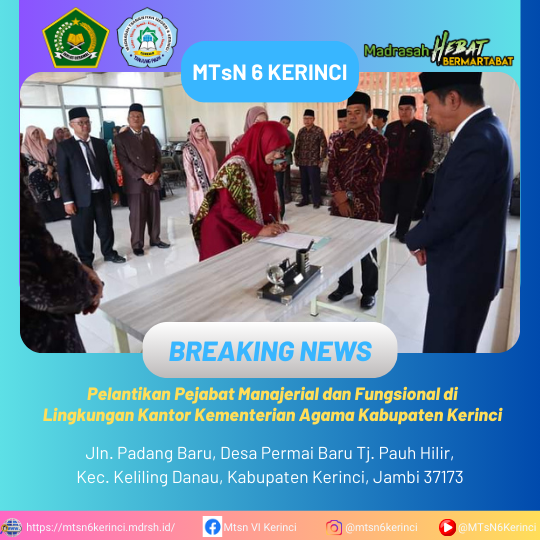 Pelantikan Pejabat Manajerial dan Fungsional di Lingkungan Kantor Kementerian Agama Kabupaten Kerinci Pelantikan Pejabat Manajerial dan Fungsional di Lingkungan Kantor Kementerian Agama Kabupaten Kerinci