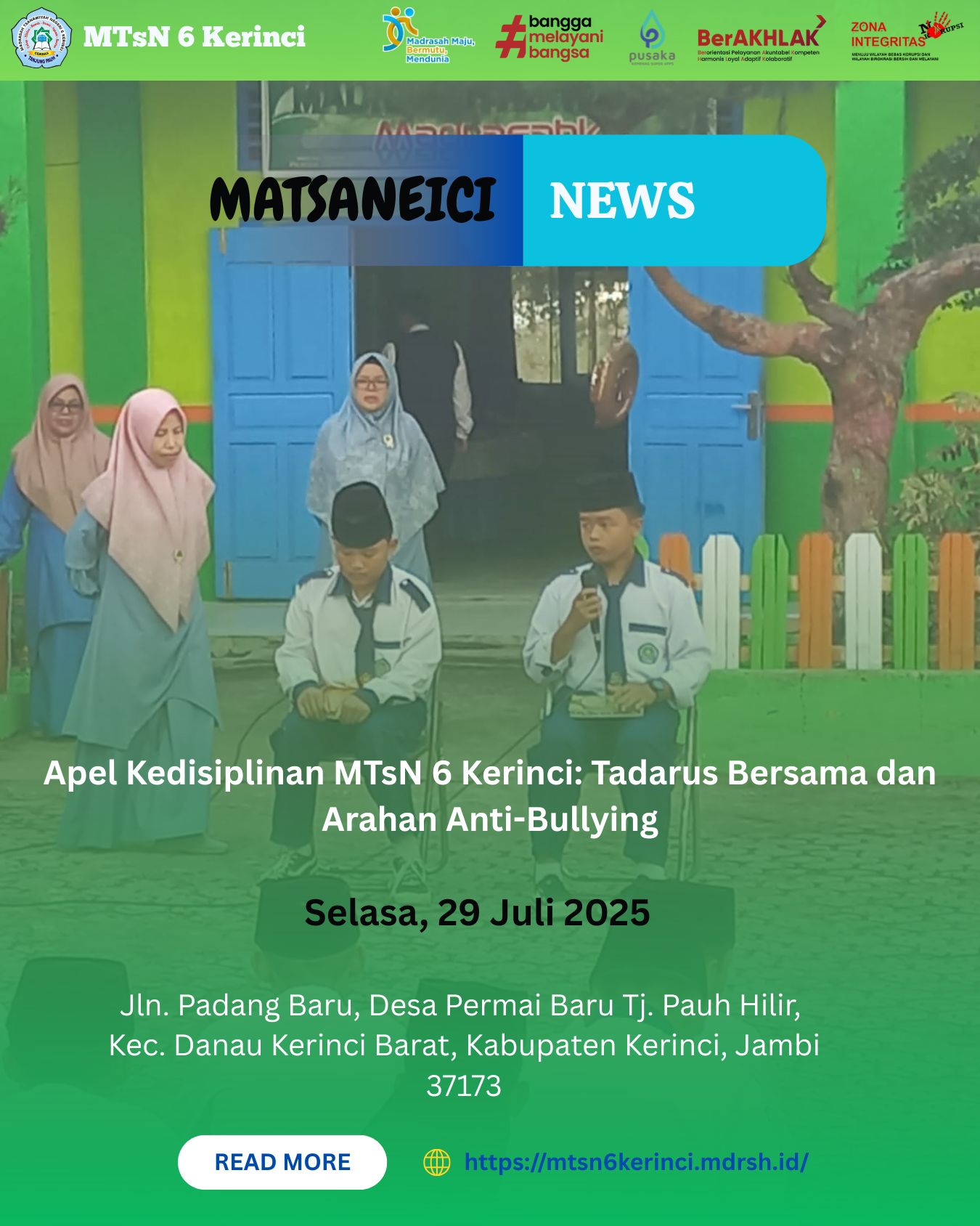 Apel Kedisiplinan MTsN 6 Kerinci: Tadarus Bersama dan Arahan Anti-Bullying Apel Kedisiplinan MTsN 6 Kerinci: Tadarus Bersama dan Arahan Anti-Bullying