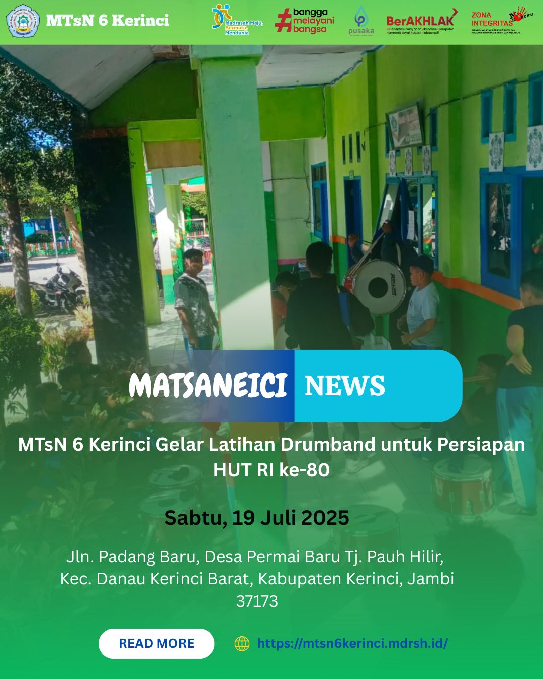 MTsN 6 Kerinci Gelar Latihan Drumband untuk Persiapan HUT RI ke-80 MTsN 6 Kerinci Gelar Latihan Drumband untuk Persiapan HUT RI ke-80