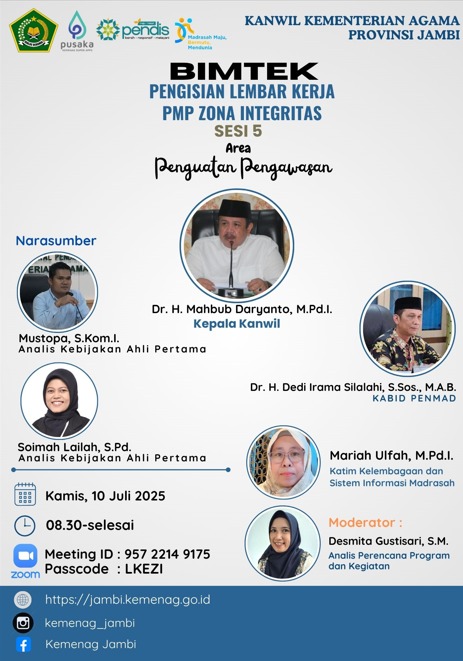 Kepala MTsN 6 Kerinci Instruksikan Tim ZI Ikuti Bimtek PMPZI Area Penguatan Pengawasan