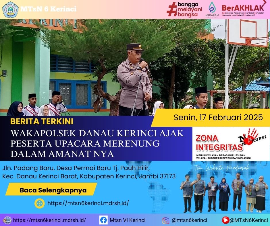 WAKAPOLSEK DANAU KERINCI AJAK PESERTA UPACARA MERENUNG DALAM AMANAT NYA WAKAPOLSEK DANAU KERINCI AJAK PESERTA UPACARA MERENUNG DALAM AMANAT NYA