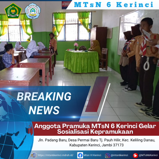 Anggota Pramuka MTsN 6 Kerinci Gelar Sosialisasi Kepramukaan