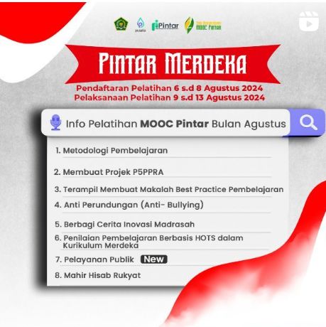 Pelatihan Baru Pintar Kemenag Telah Dibuka, Periode Daftar 06-08 Agustus 2024, Pelaksanaan 09-13 Agustus 2024 Pelatihan Baru Pintar Kemenag Telah Dibuka, Periode Daftar 06-08 Agustus 2024, Pelaksanaan 09-13 Agustus 2024