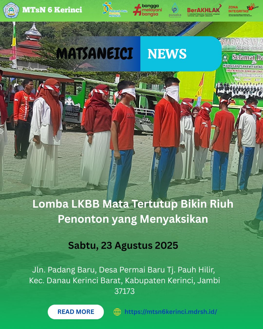 Lomba LKBB Mata Tertutup Bikin Riuh Penonton yang Menyaksikan