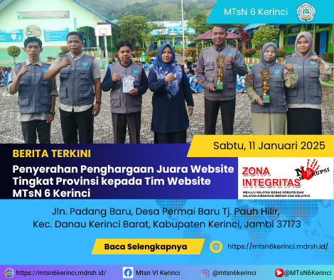 Penyerahan Penghargaan Juara Website Tingkat Provinsi kepada Tim Website MTsN 6 Kerinci Penyerahan Penghargaan Juara Website Tingkat Provinsi kepada Tim Website MTsN 6 Kerinci