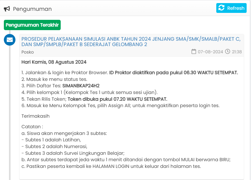 Pelaksanaan Simulasi ANBK di Hari Kedua Berjalan Lancar Pelaksanaan Simulasi ANBK di Hari Kedua Berjalan Lancar