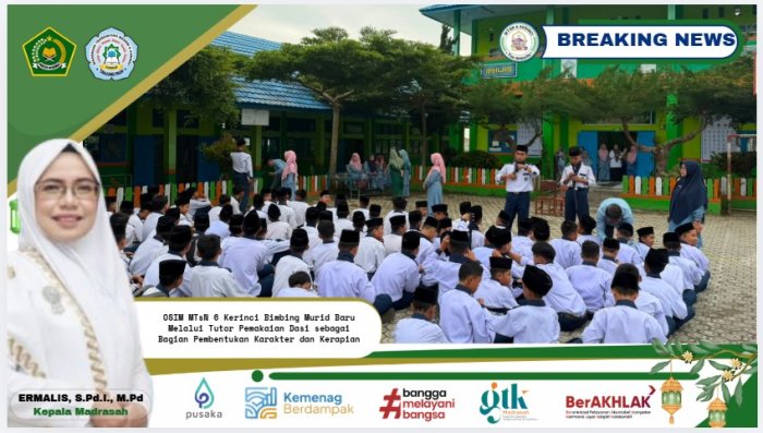 OSIM MTsN 6 Kerinci Bimbing Murid Baru Melalui Tutor Pemakaian Dasi sebagai Bagian Pembentukan Karakter dan Kerapian OSIM MTsN 6 Kerinci Bimbing Murid Baru Melalui Tutor Pemakaian Dasi sebagai Bagian Pembentukan Karakter dan Kerapian