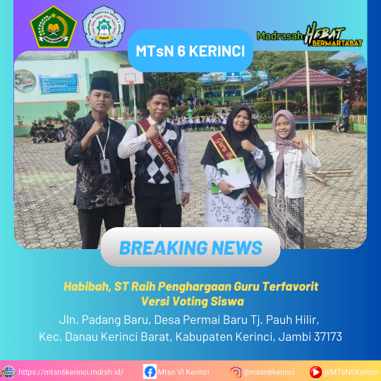 Habibah, ST Raih Penghargaan Guru Terfavorit Versi Voting Siswa Habibah, ST Raih Penghargaan Guru Terfavorit Versi Voting Siswa