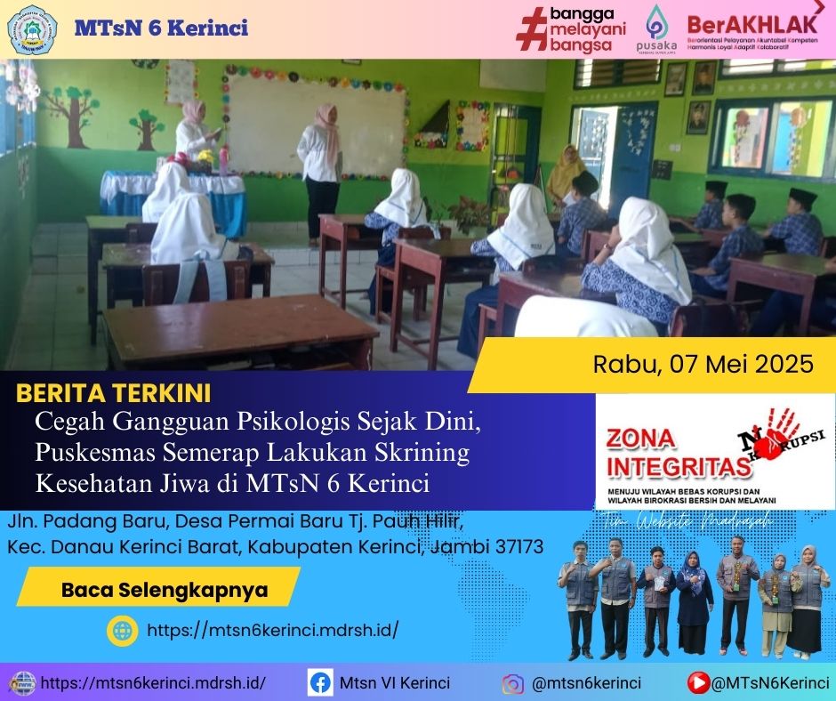 Cegah Gangguan Psikologis Sejak Dini, Puskesmas Semerap Lakukan Skrining Kesehatan Jiwa di MTsN 6 Kerinci Cegah Gangguan Psikologis Sejak Dini, Puskesmas Semerap Lakukan Skrining Kesehatan Jiwa di MTsN 6 Kerinci