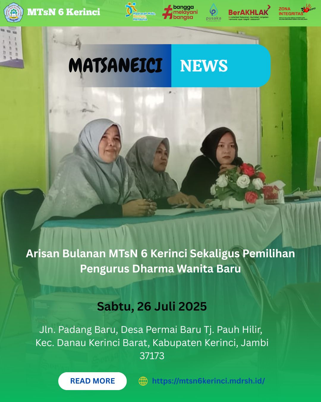Arisan Bulanan MTsN 6 Kerinci Sekaligus Pemilihan Pengurus Dharma Wanita Baru Arisan Bulanan MTsN 6 Kerinci Sekaligus Pemilihan Pengurus Dharma Wanita Baru