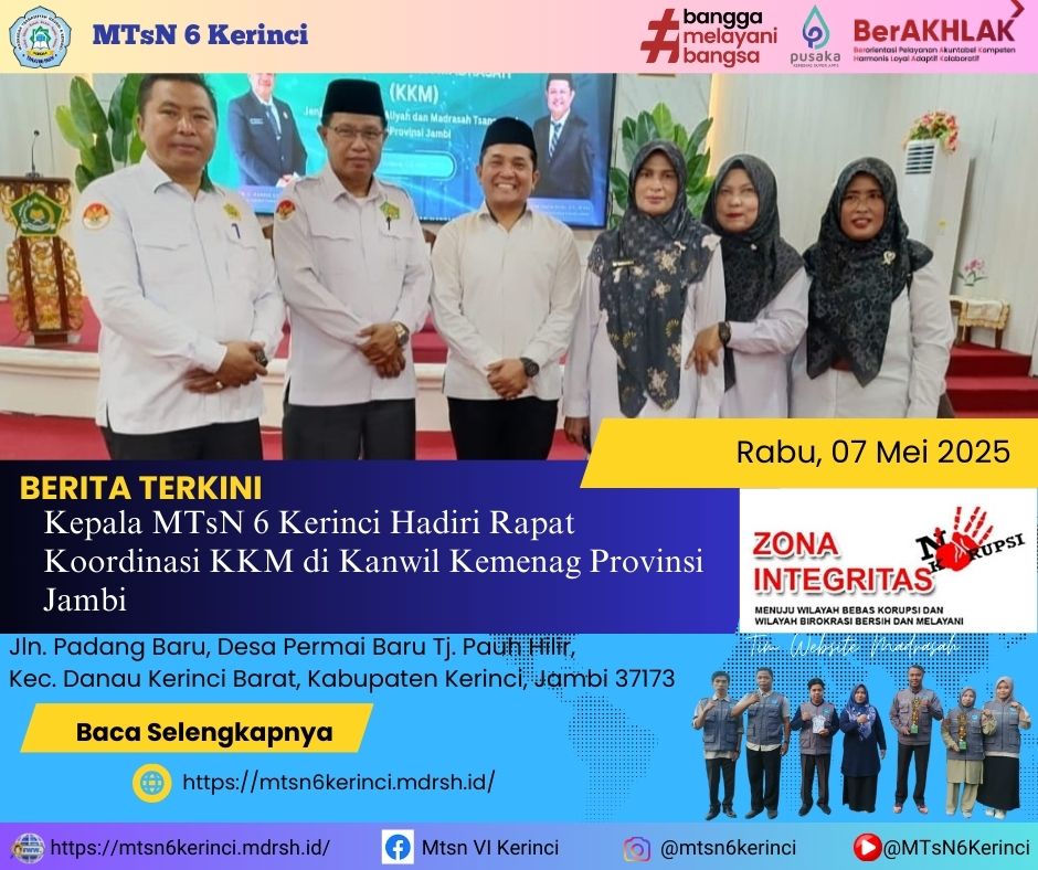 Kepala MTsN 6 Kerinci Hadiri Rapat Koordinasi KKM di Kanwil Kemenag Provinsi Jambi
