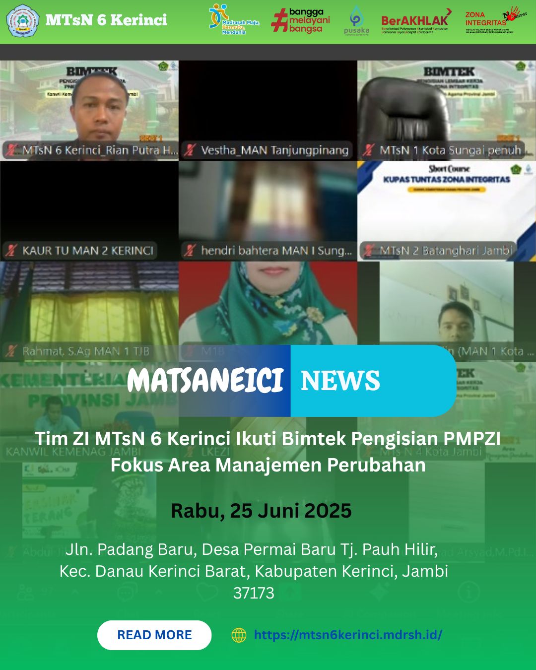 Tim ZI MTsN 6 Kerinci Perdalam Manajemen Perubahan Melalui Bimtek PMPZI Tim ZI MTsN 6 Kerinci Perdalam Manajemen Perubahan Melalui Bimtek PMPZI