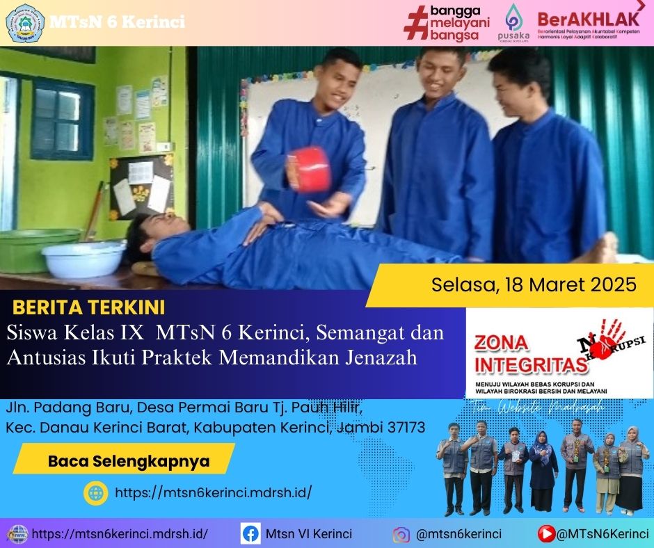 Siswa Kelas IX MTsN 6 Kerinci Semangat dan Antusias Ikuti Praktek Memandikan Jenazah Siswa Kelas IX MTsN 6 Kerinci Semangat dan Antusias Ikuti Praktek Memandikan Jenazah