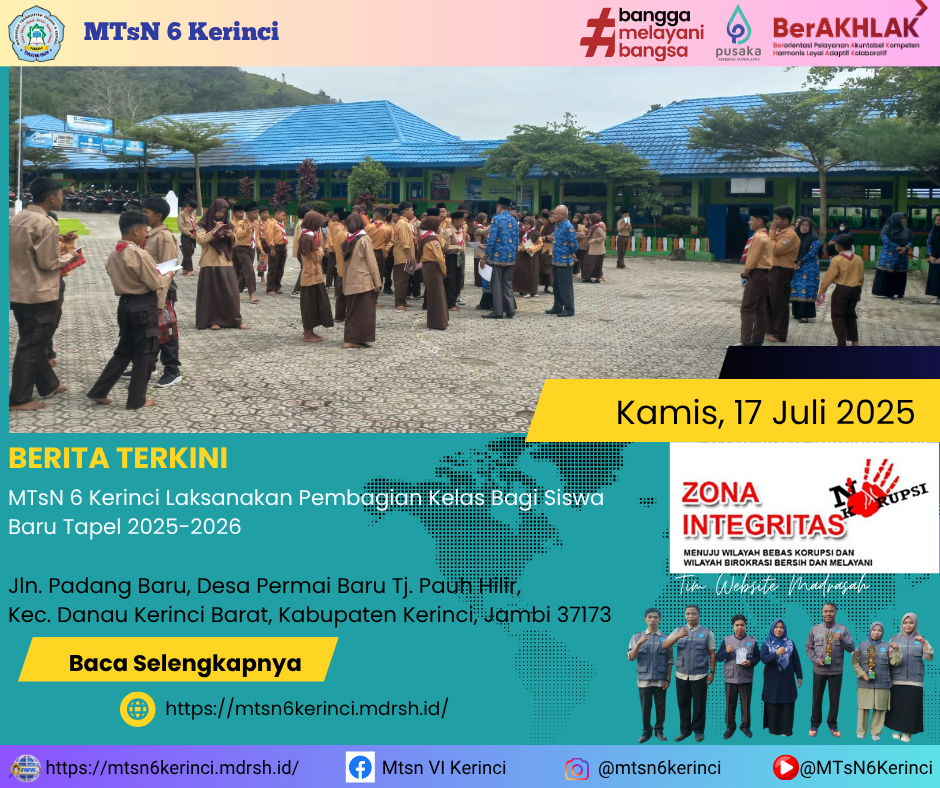 MTSN 6 Kerinci Laksanakan Pembagian Kelas Bagi Siswa Baru Tapel 2025-2026 MTSN 6 Kerinci Laksanakan Pembagian Kelas Bagi Siswa Baru Tapel 2025-2026