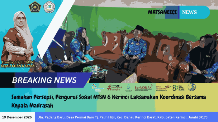 Samakan Persepsi, Pengurus Sosial MTsN 6 Kerinci Laksanakan Koordinasi Bersama Kepala Madrasah