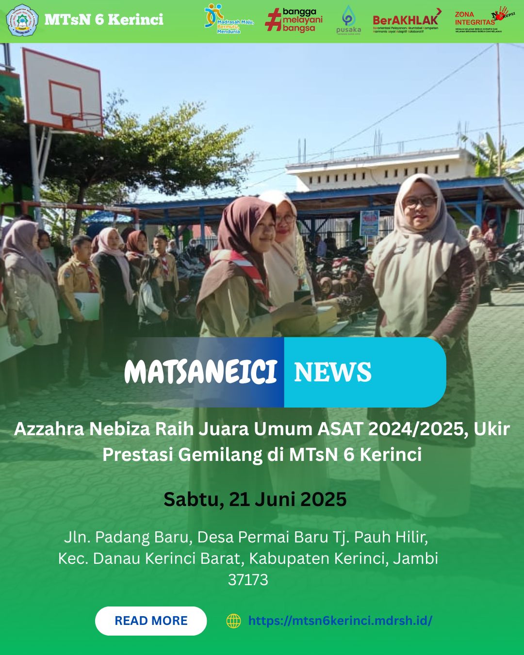 Azzahra Nebiza Raih Juara Umum ASAT 2024/2025, Ukir Prestasi Gemilang di MTsN 6 Kerinci Azzahra Nebiza Raih Juara Umum ASAT 2024/2025, Ukir Prestasi Gemilang di MTsN 6 Kerinci
