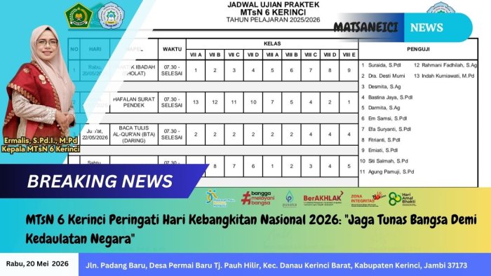 Jadwal Ujian Praktik Keagamaan MTsN 6 Kerinci TP 2025/2026 Resmi Dirilis, Catat Tanggalnya!